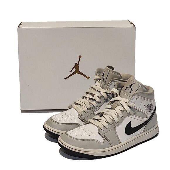NIKE Air Jordan 1 Mid Womens size 9 mens 7.5 Grey Fog Black White BQ6472-015 - Picture 1 of 14